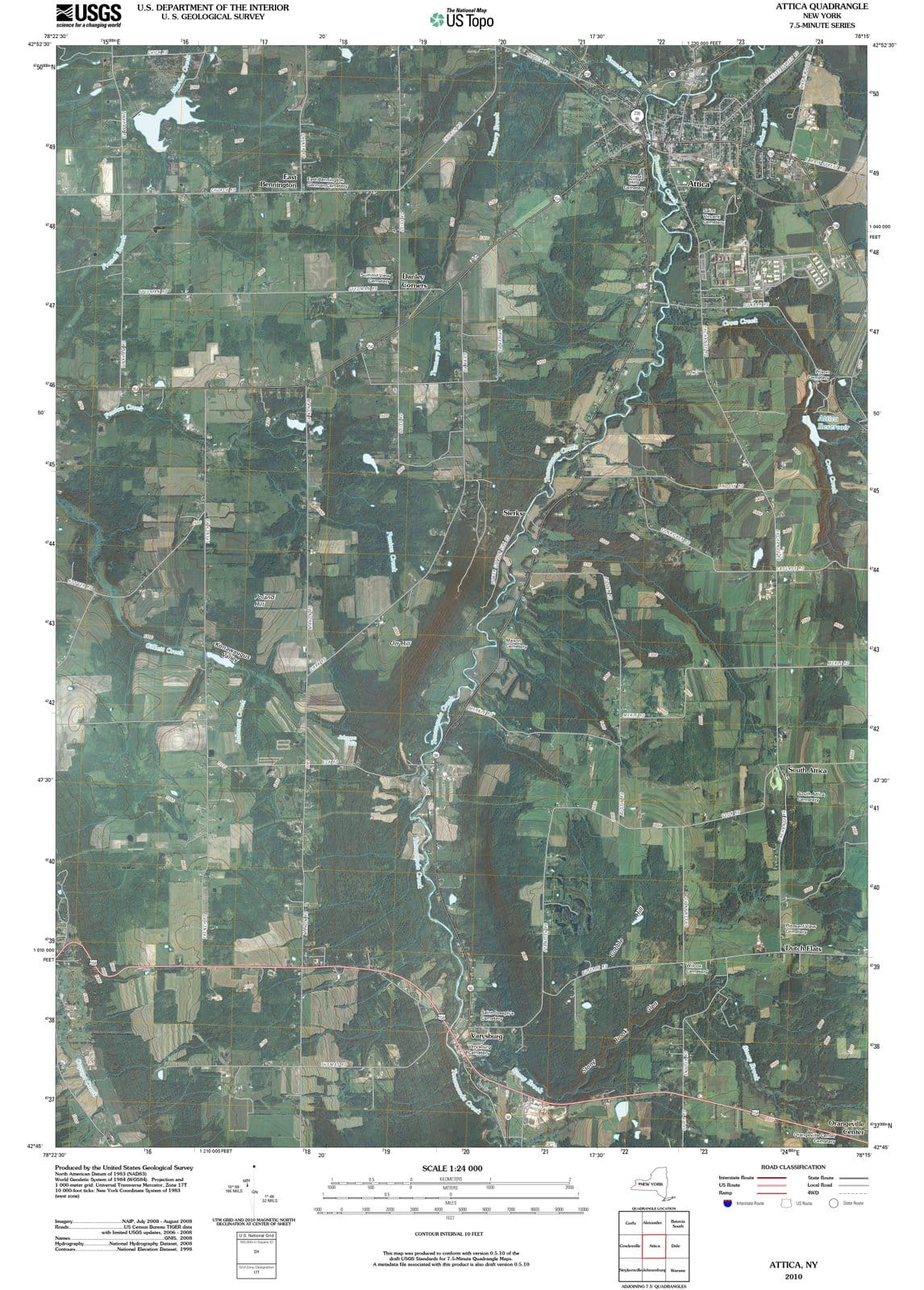 2010 Attica, NY - New York - USGS Topographic Map
