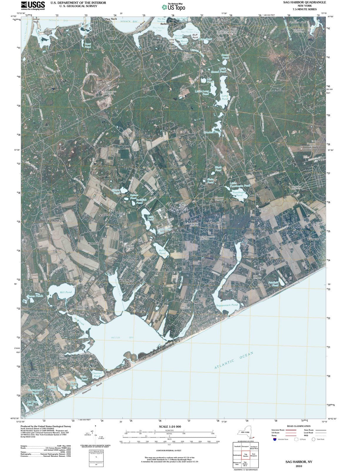 2010 Sag Harbor, NY - New York - USGS Topographic Map