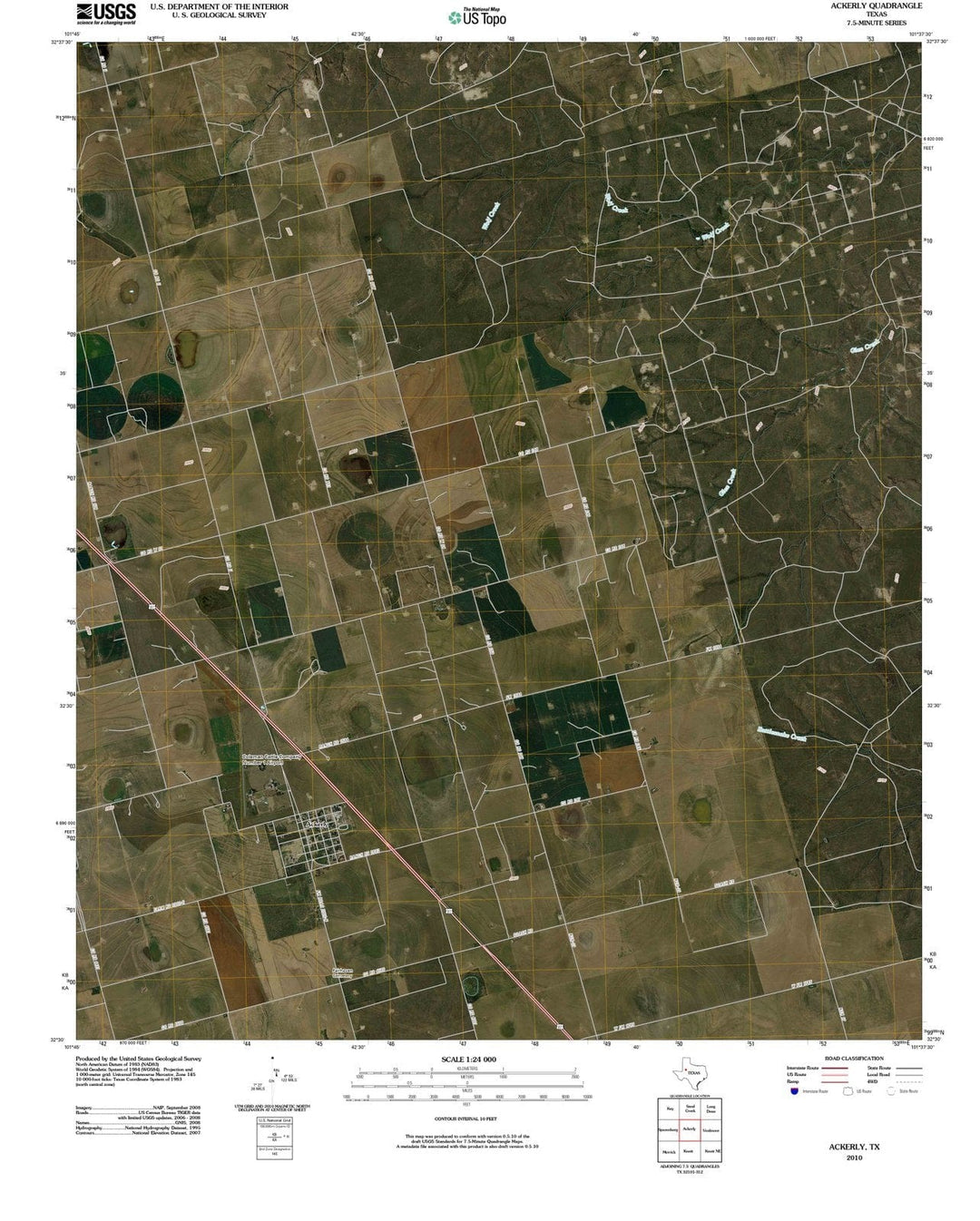 2010 Ackerly, TX - Texas - USGS Topographic Map