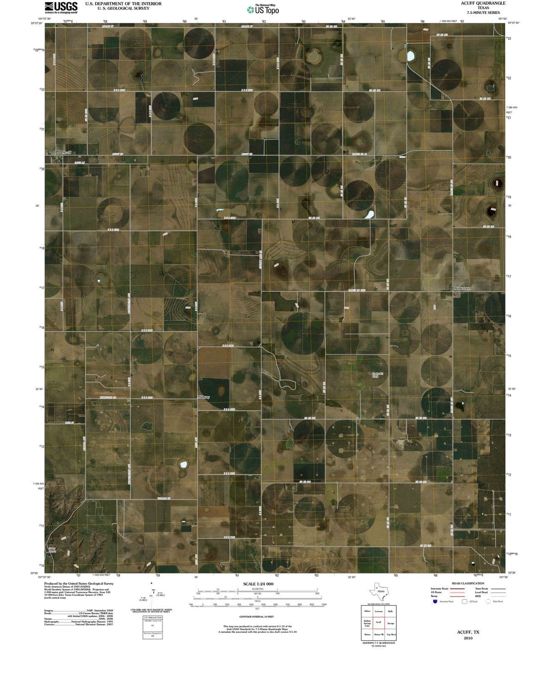 2010 Acuff, TX - Texas - USGS Topographic Map