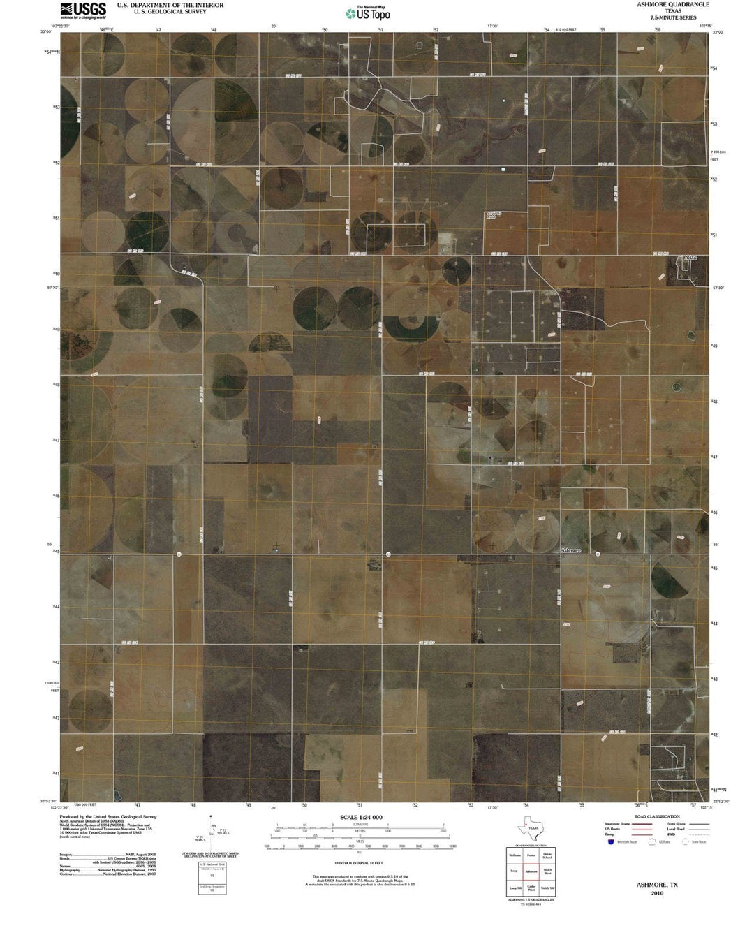 2010 Ashmore, TX - Texas - USGS Topographic Map