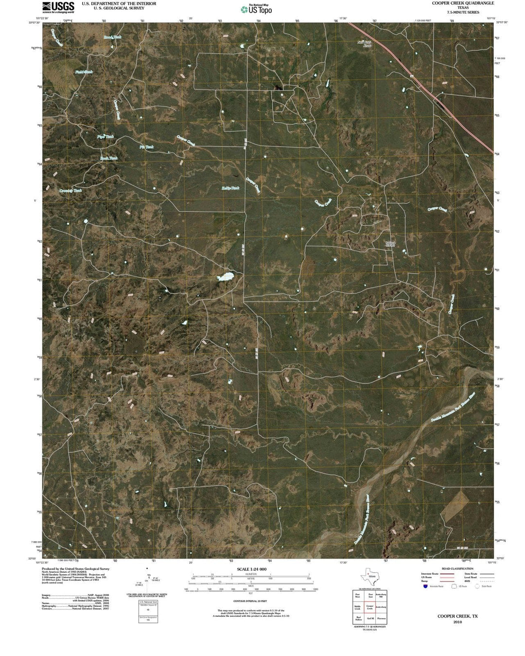 2010 Cooper Creek, TX - Texas - USGS Topographic Map