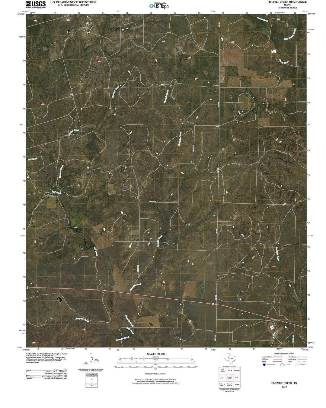 2010 Fivemile Creek, TX - Texas - USGS Topographic Map