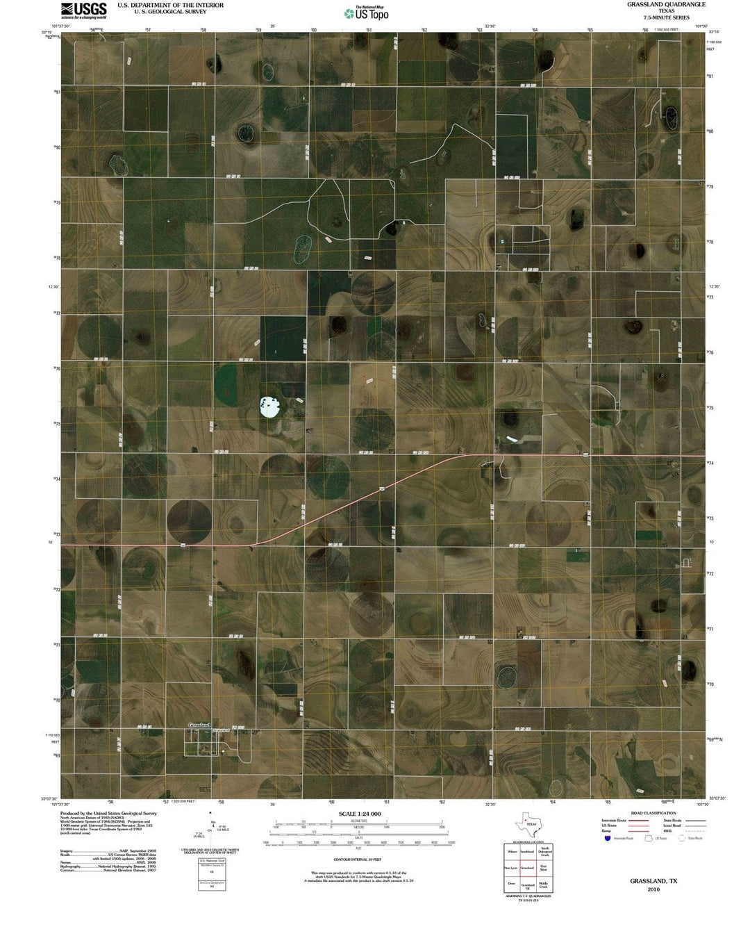 2010 Grassland, TX - Texas - USGS Topographic Map