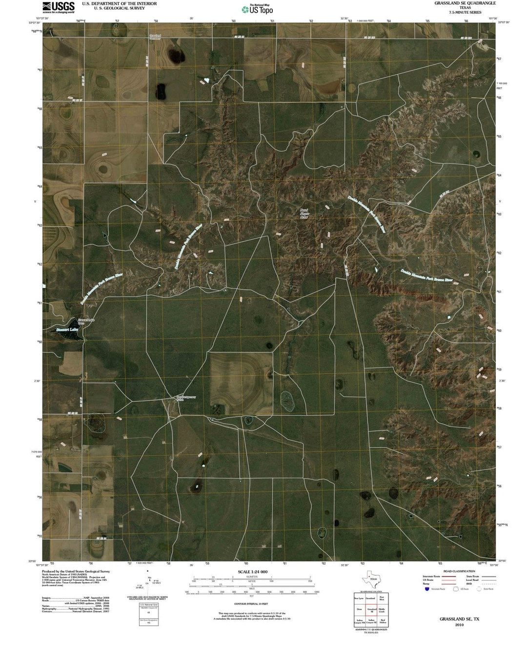 2010 Grassland, TX - Texas - USGS Topographic Map