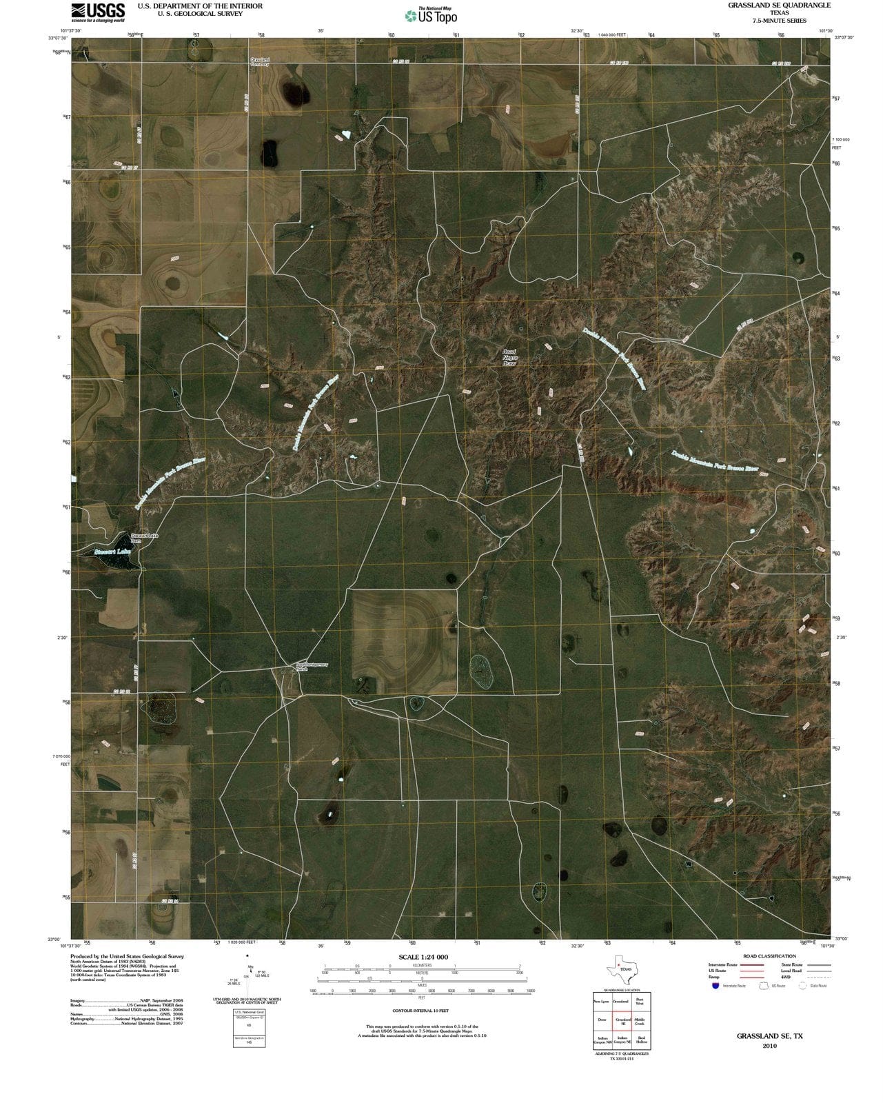 2010 Grassland, TX - Texas - USGS Topographic Map