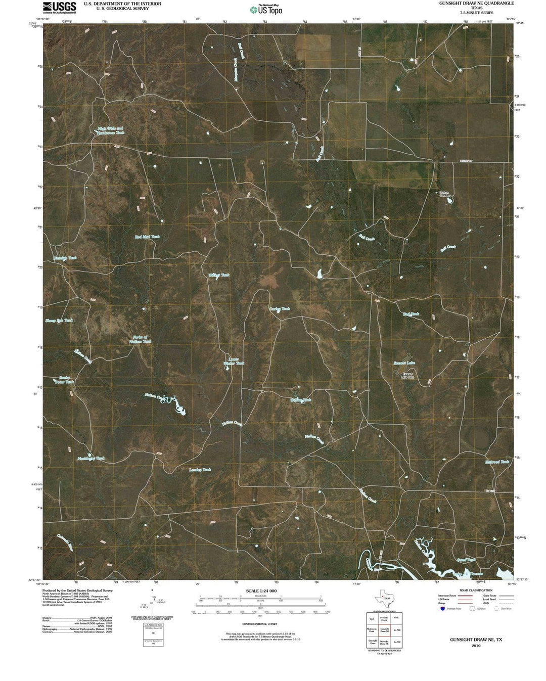 2010 Gunsightraw, TX - Texas - USGS Topographic Map