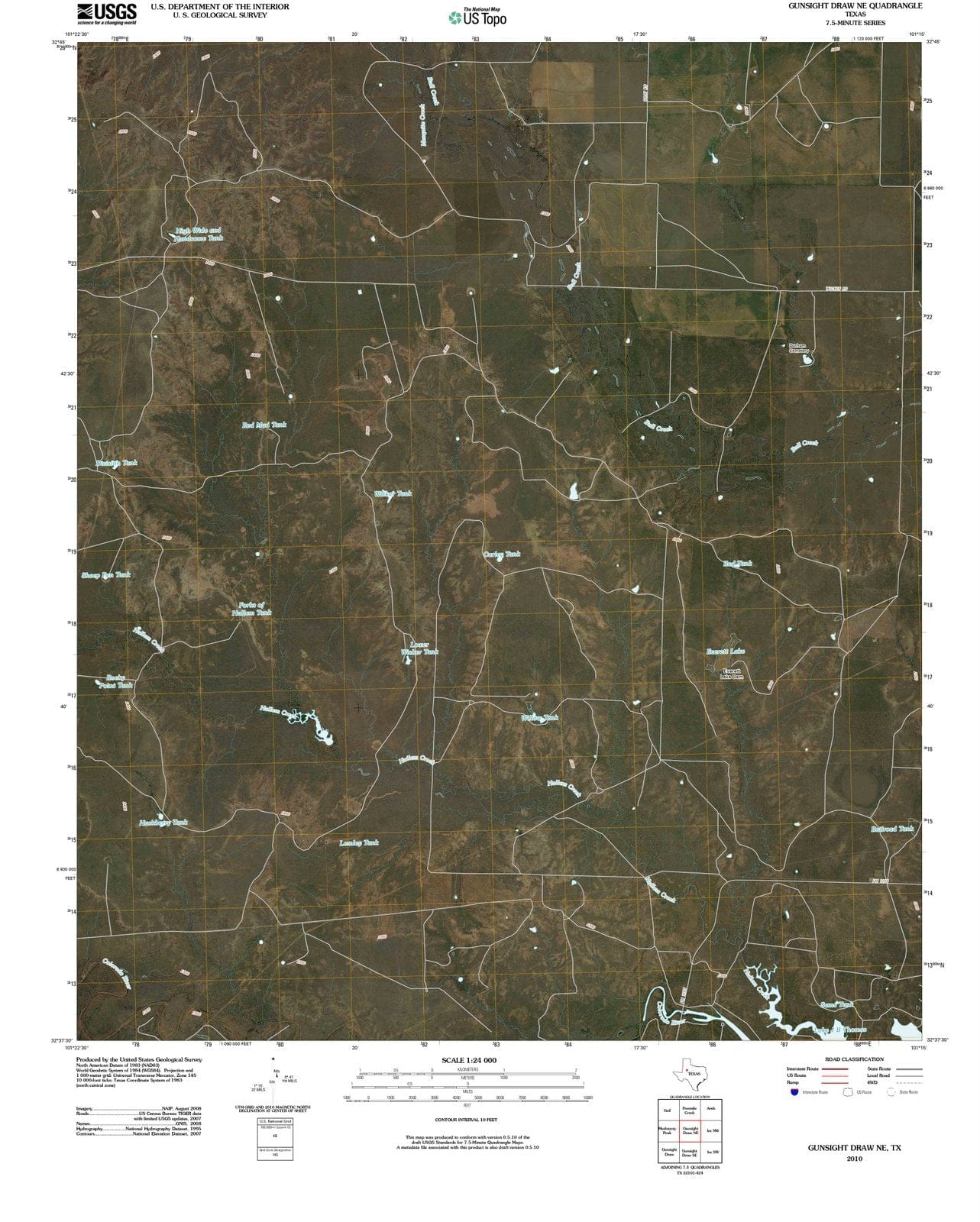 2010 Gunsightraw, TX - Texas - USGS Topographic Map