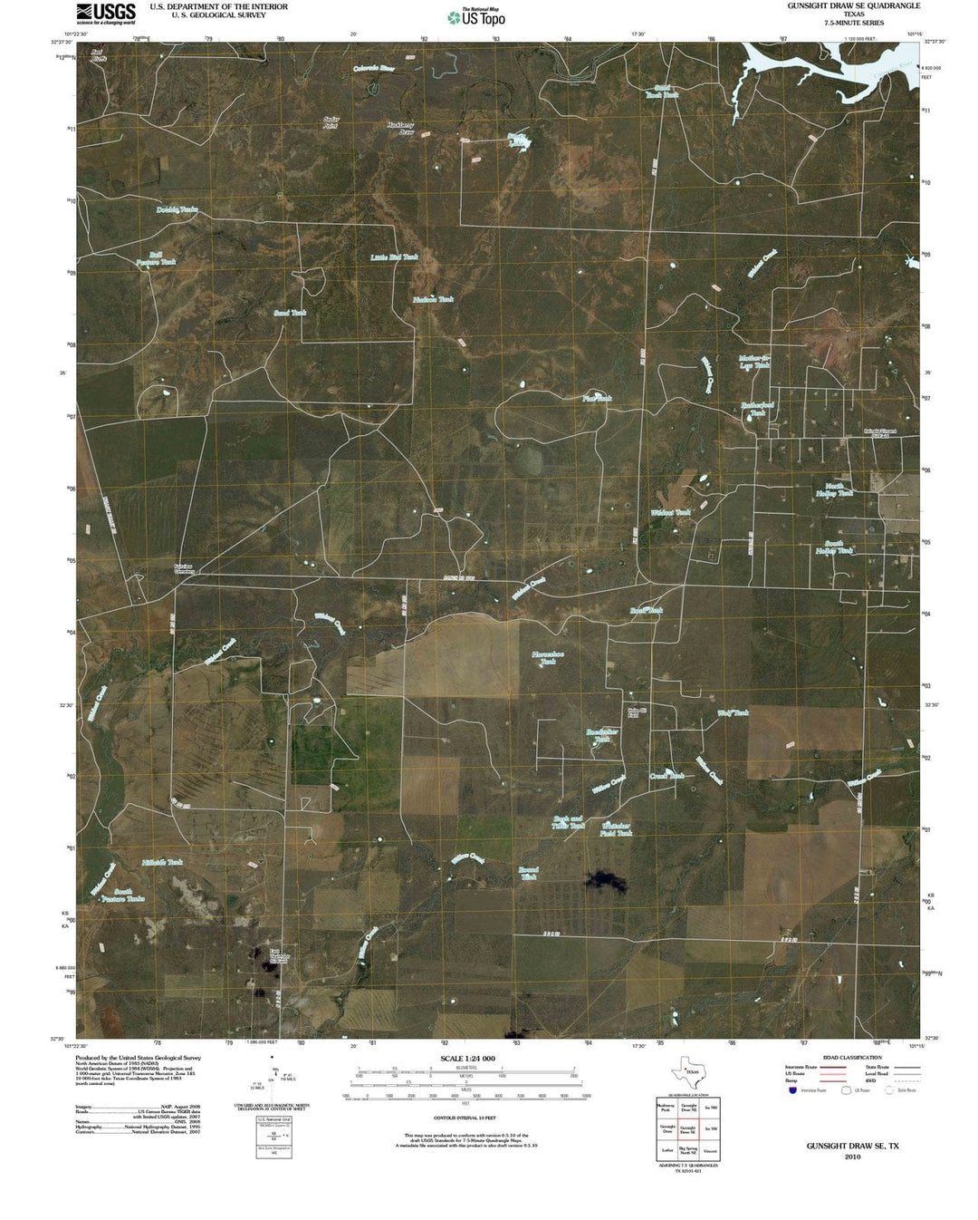 2010 Gunsightraw, TX - Texas - USGS Topographic Map