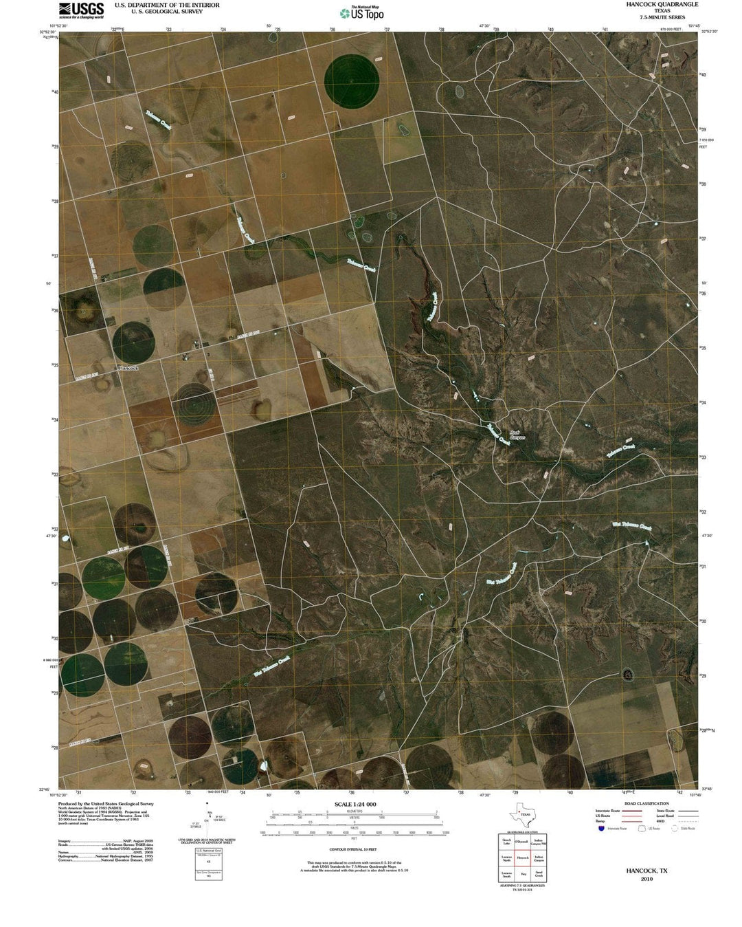 2010 Hancock, TX - Texas - USGS Topographic Map