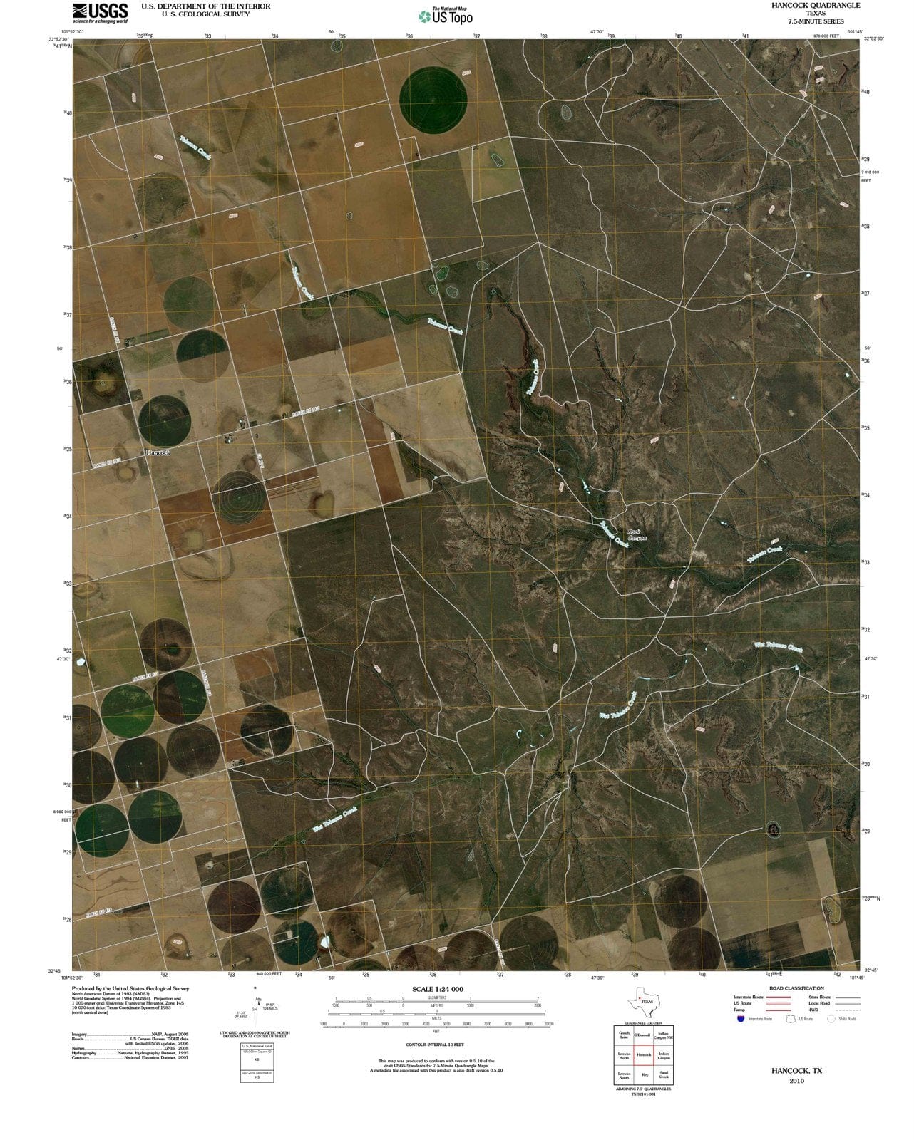 2010 Hancock, TX - Texas - USGS Topographic Map