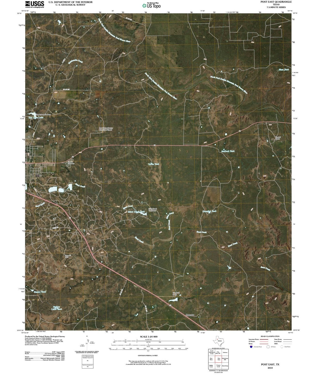 2010 Post East, TX - Texas - USGS Topographic Map