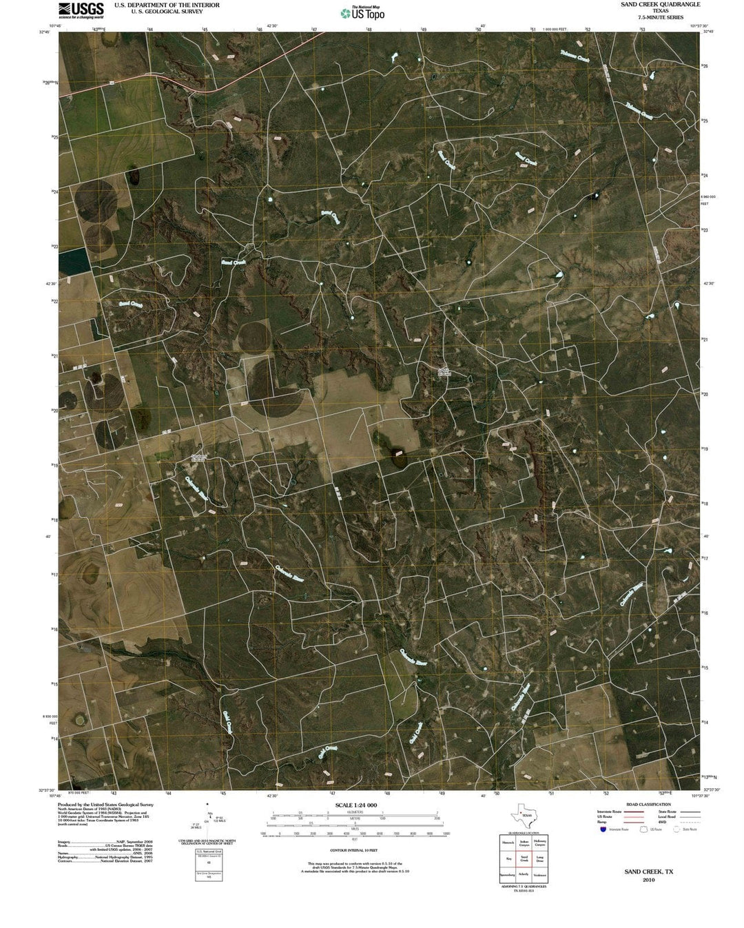 2010 Sand Creek, TX - Texas - USGS Topographic Map