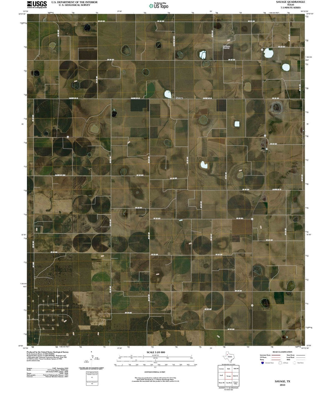 2010 Savage, TX - Texas - USGS Topographic Map