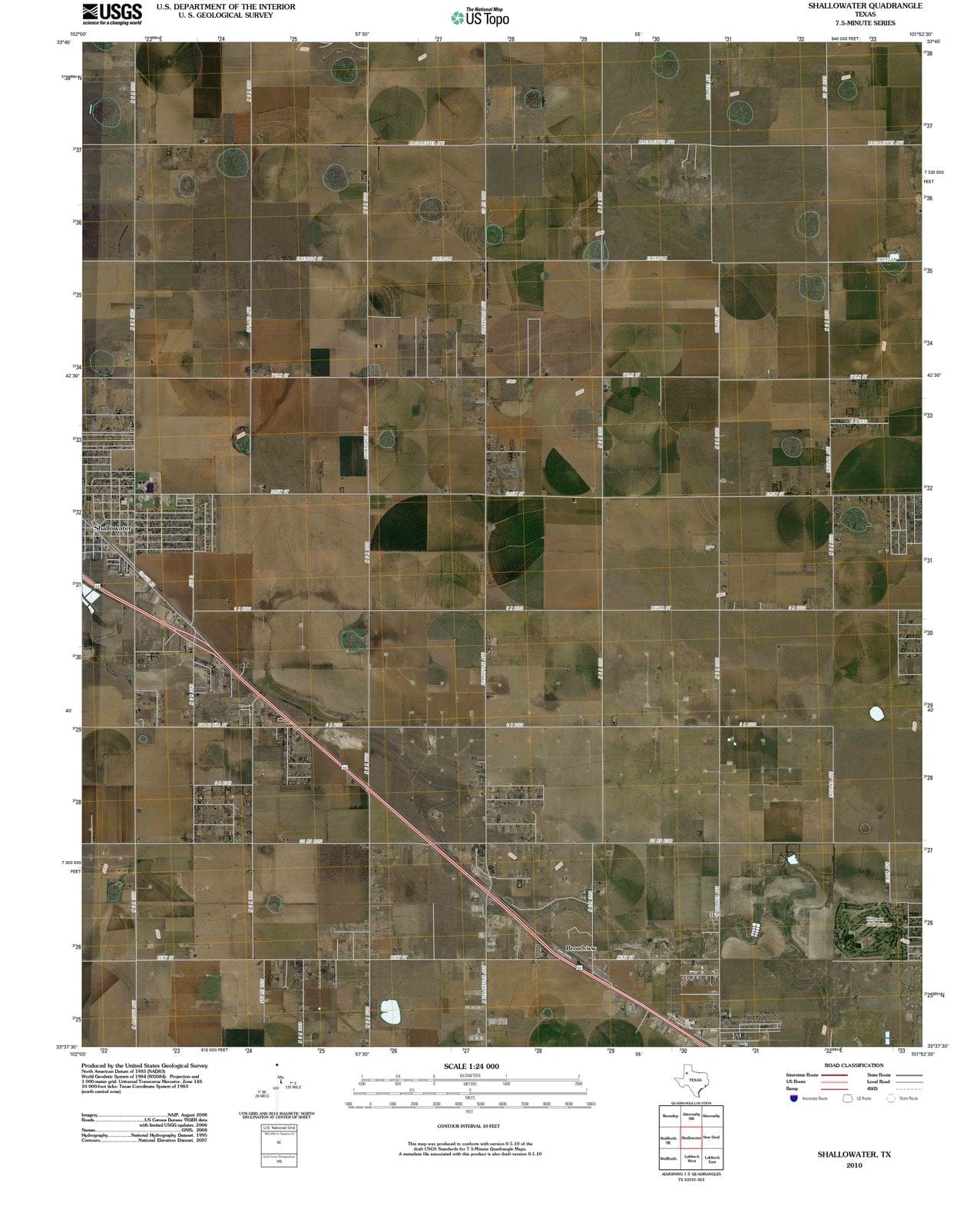 2010 Shallowater, TX - Texas - USGS Topographic Map