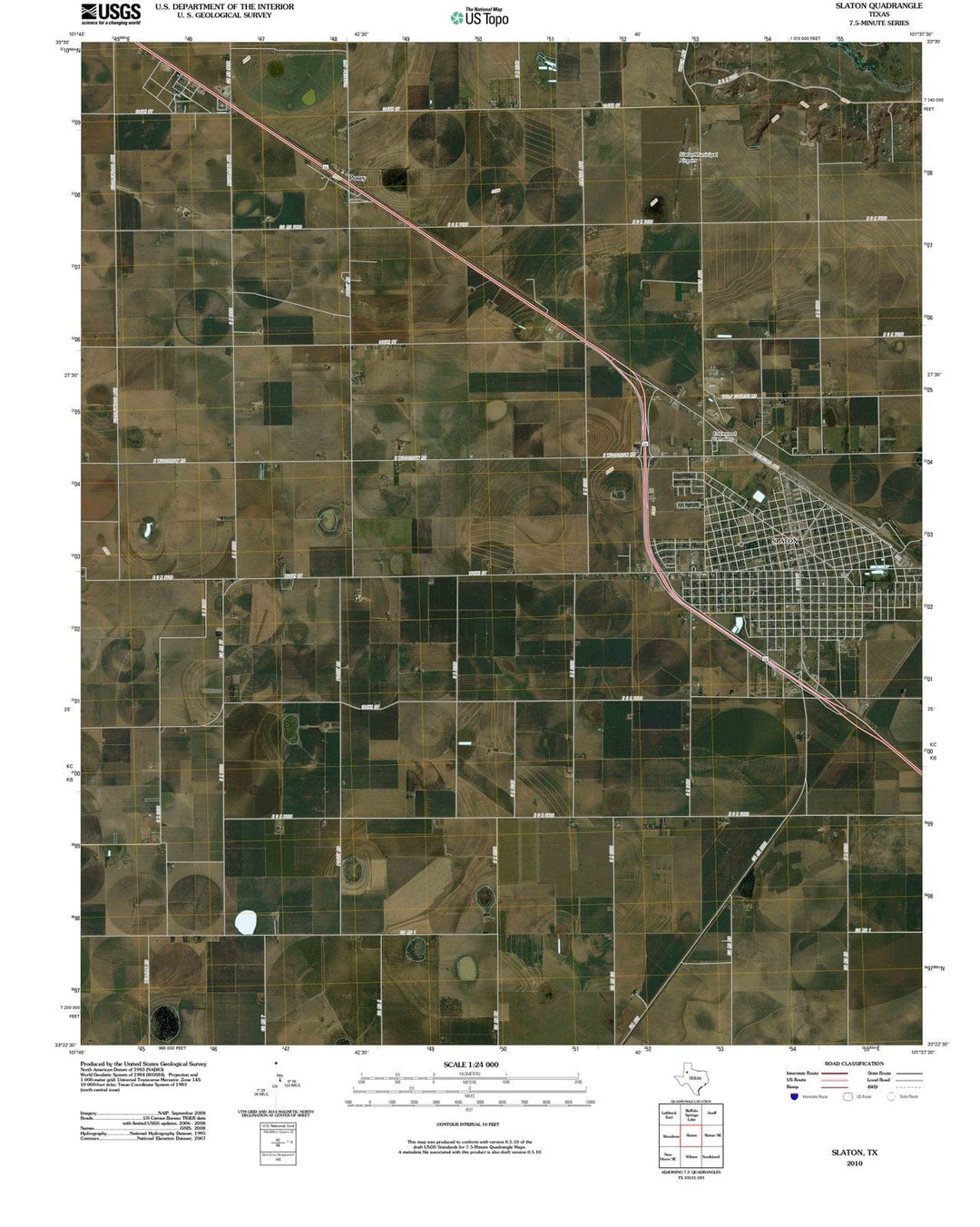2010 Slaton, TX - Texas - USGS Topographic Map