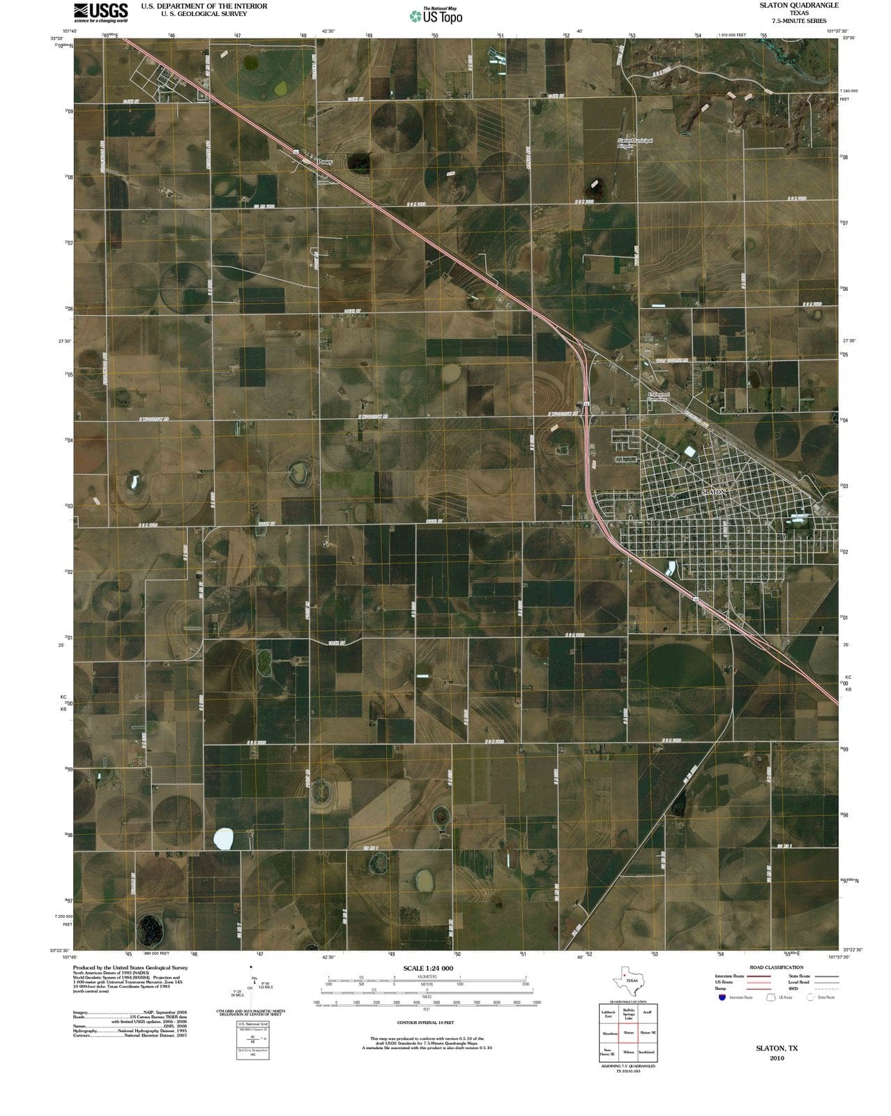2010 Slaton, TX - Texas - USGS Topographic Map