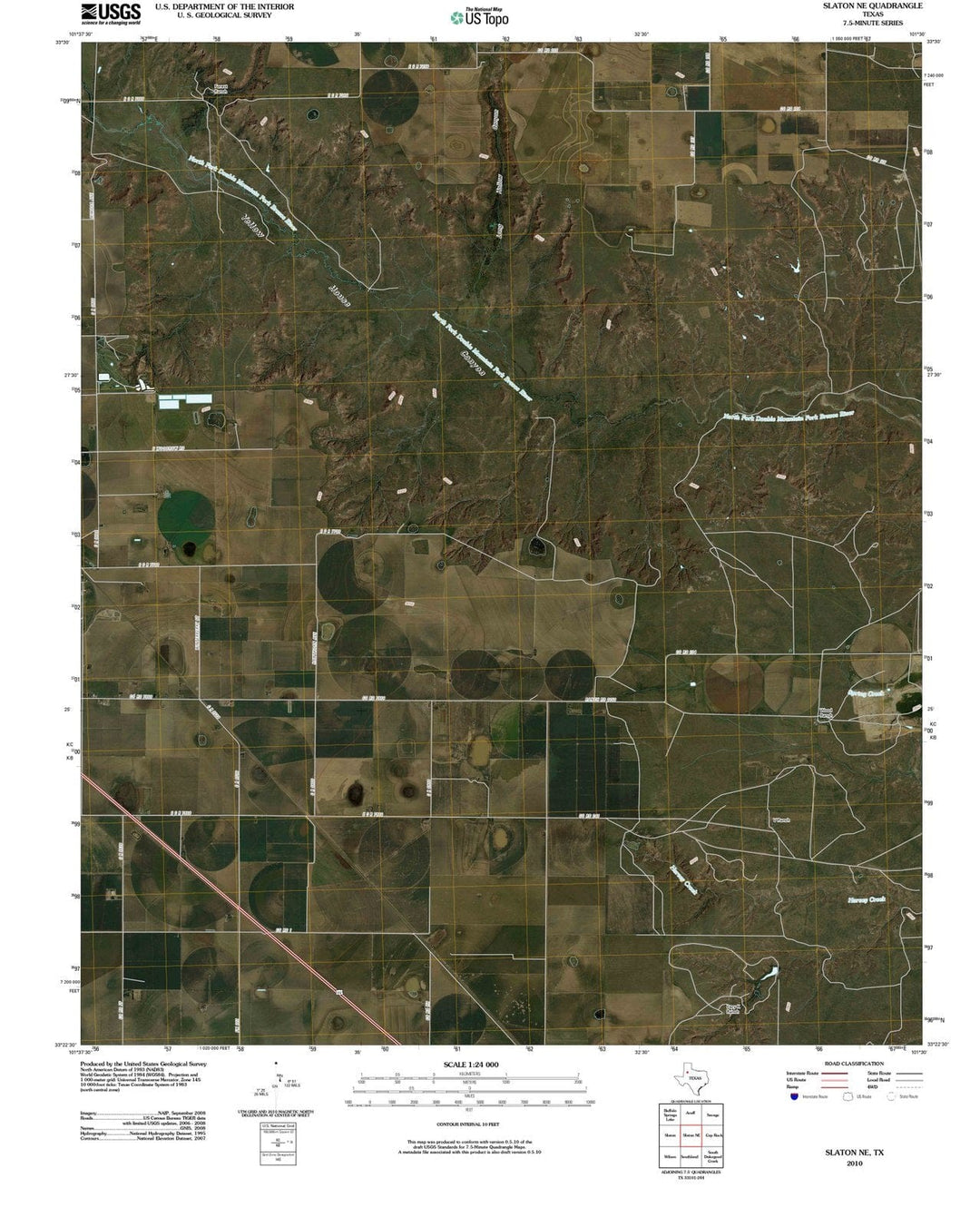 2010 Slaton, TX - Texas - USGS Topographic Map