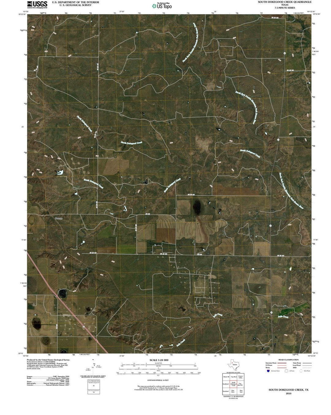 2010 South Dokegood Creek, TX - Texas - USGS Topographic Map