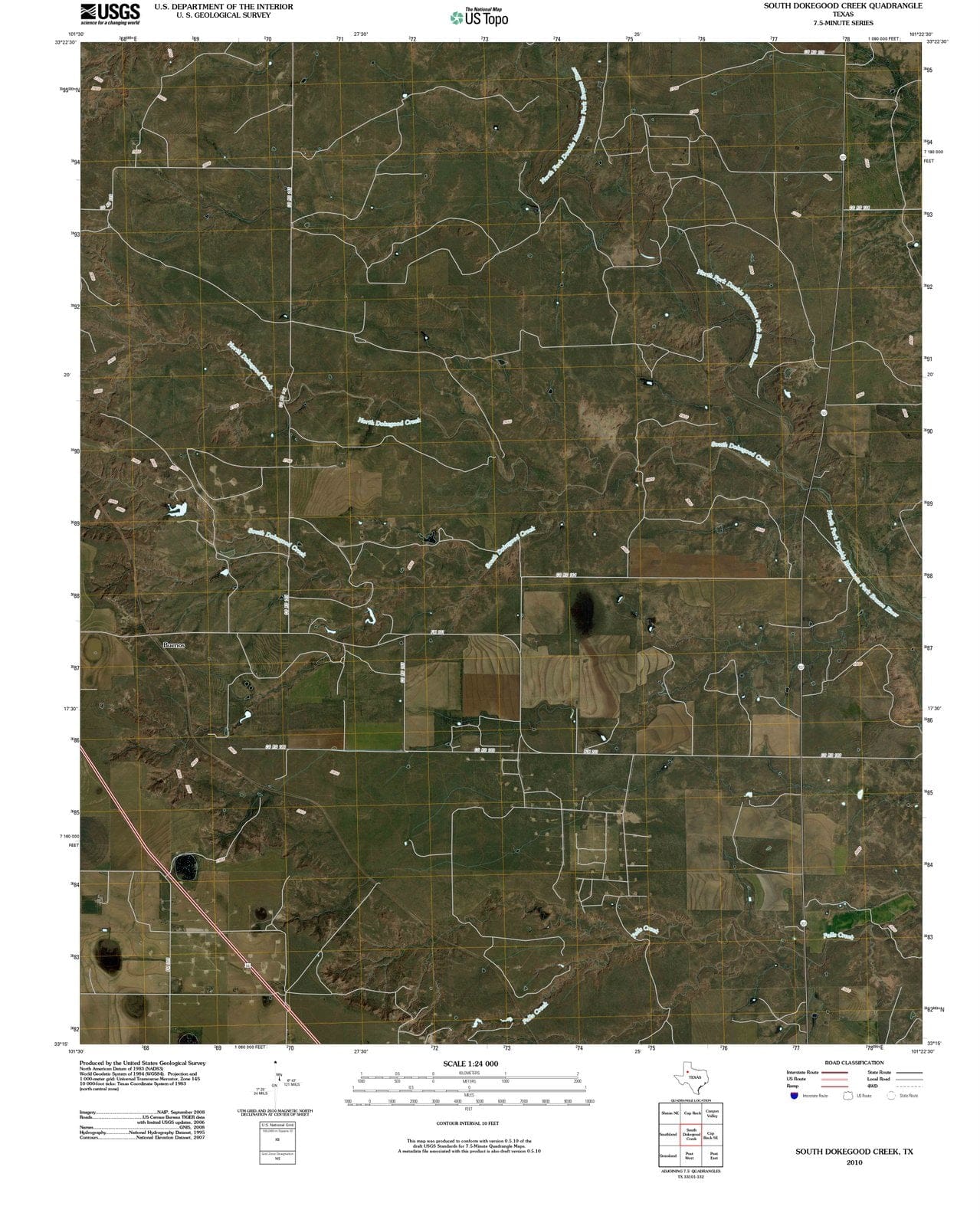 2010 South Dokegood Creek, TX - Texas - USGS Topographic Map