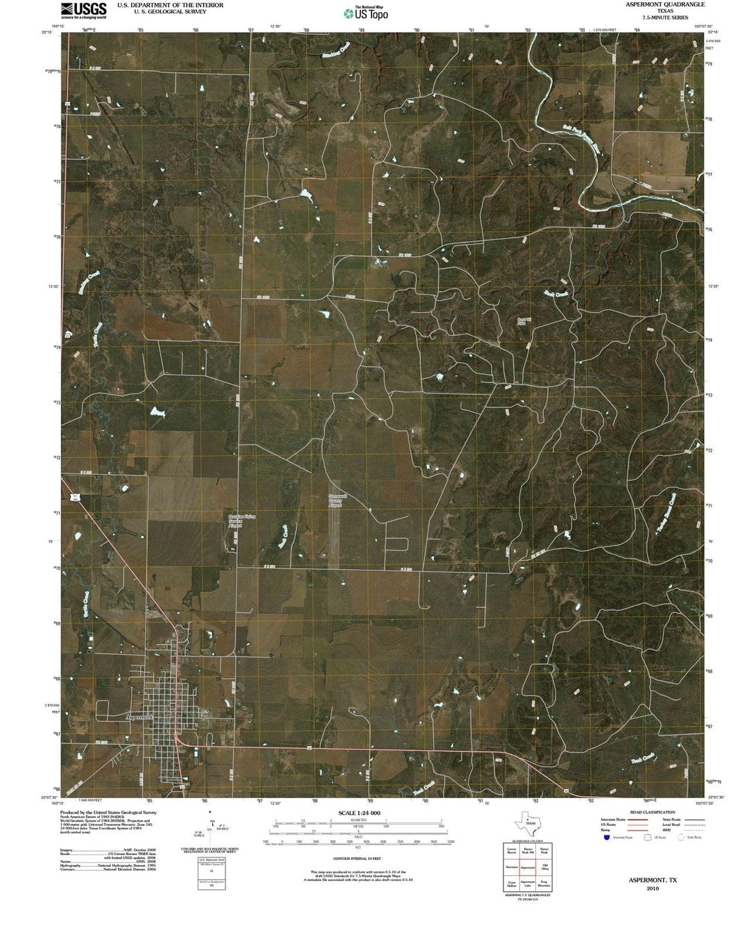 2010 Aspermont, TX - Texas - USGS Topographic Map