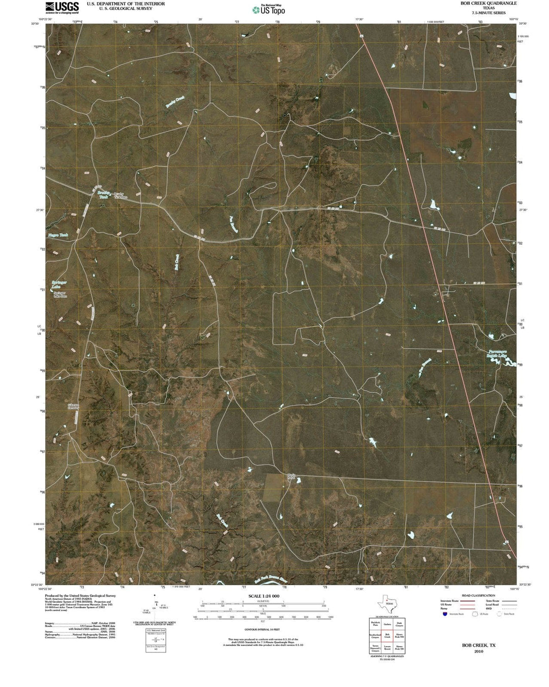 2010 Bob Creek, TX - Texas - USGS Topographic Map