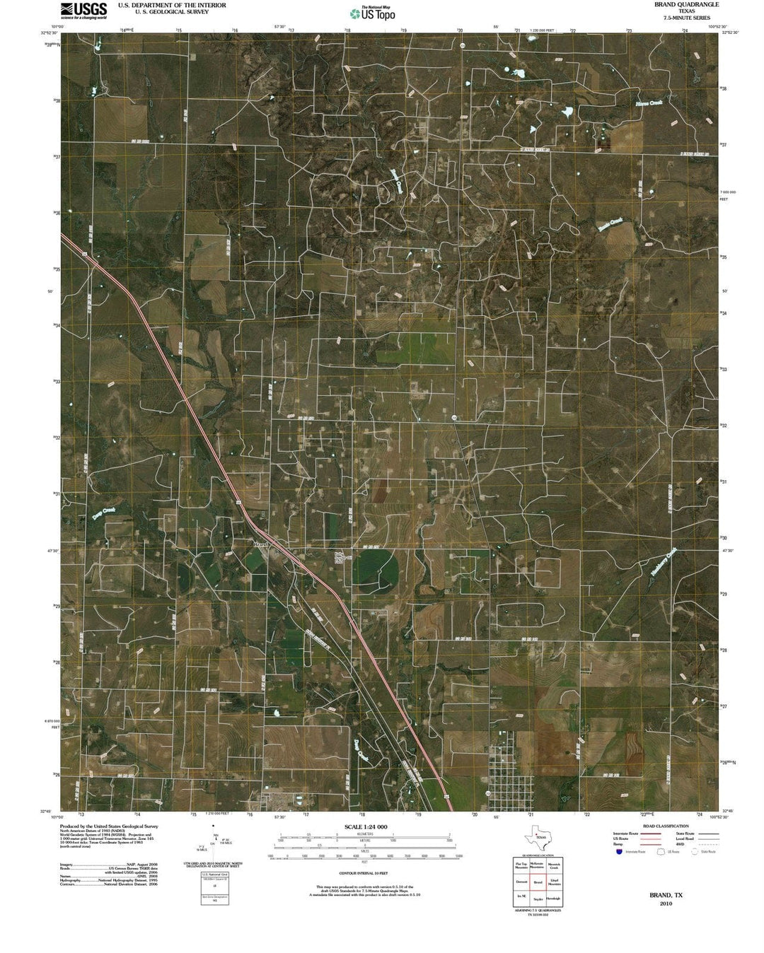 2010 Brand, TX - Texas - USGS Topographic Map
