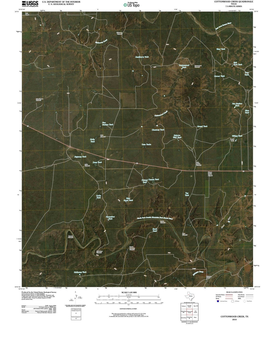 2010 Cottonwood Creek, TX - Texas - USGS Topographic Map