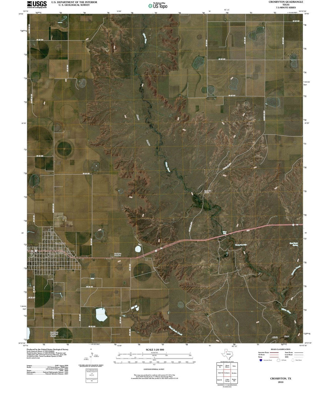 2010 Crosbyton, TX - Texas - USGS Topographic Map