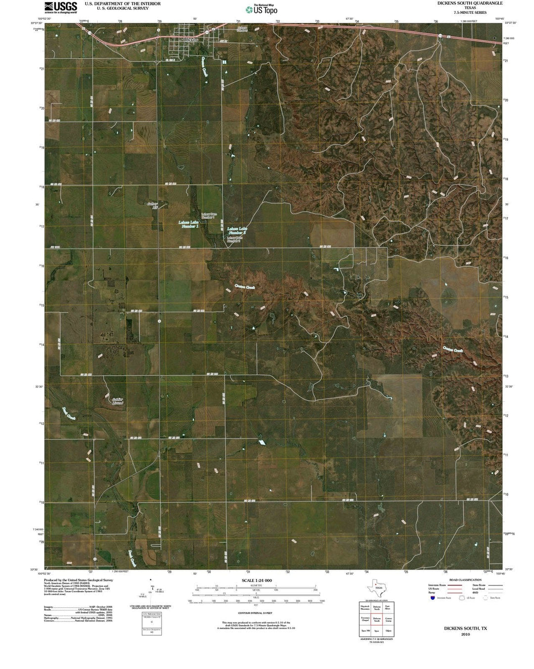 2010 Dickens South, TX - Texas - USGS Topographic Map