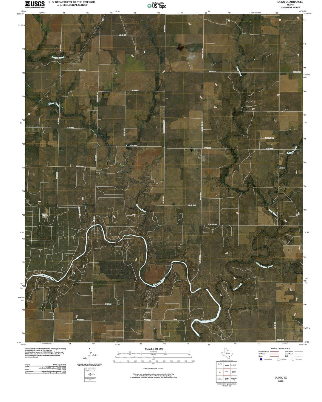 2010 Dunn, TX - Texas - USGS Topographic Map