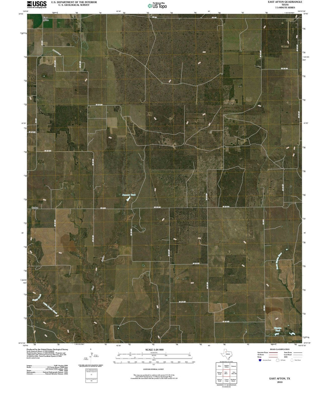2010 East Afton, TX - Texas - USGS Topographic Map