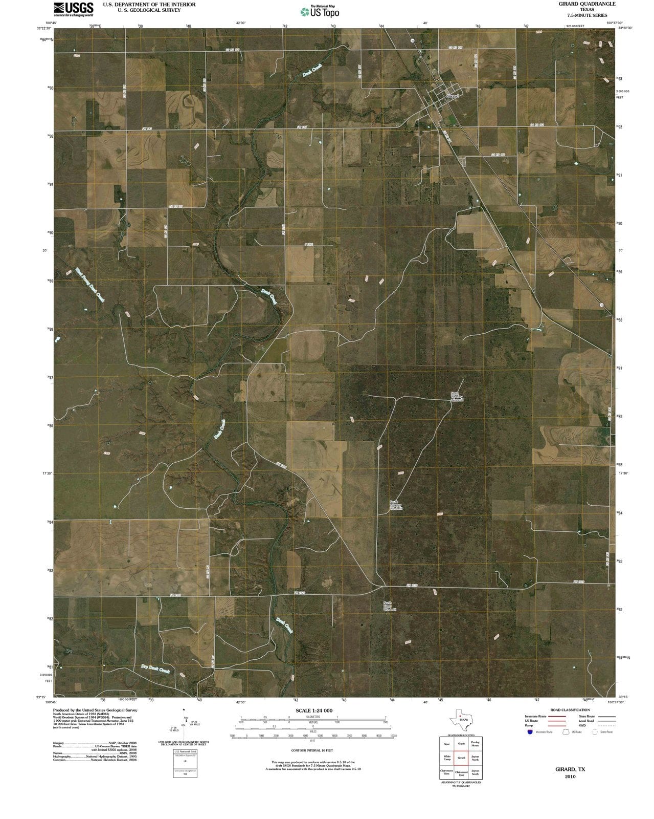 2010 Girard, TX - Texas - USGS Topographic Map