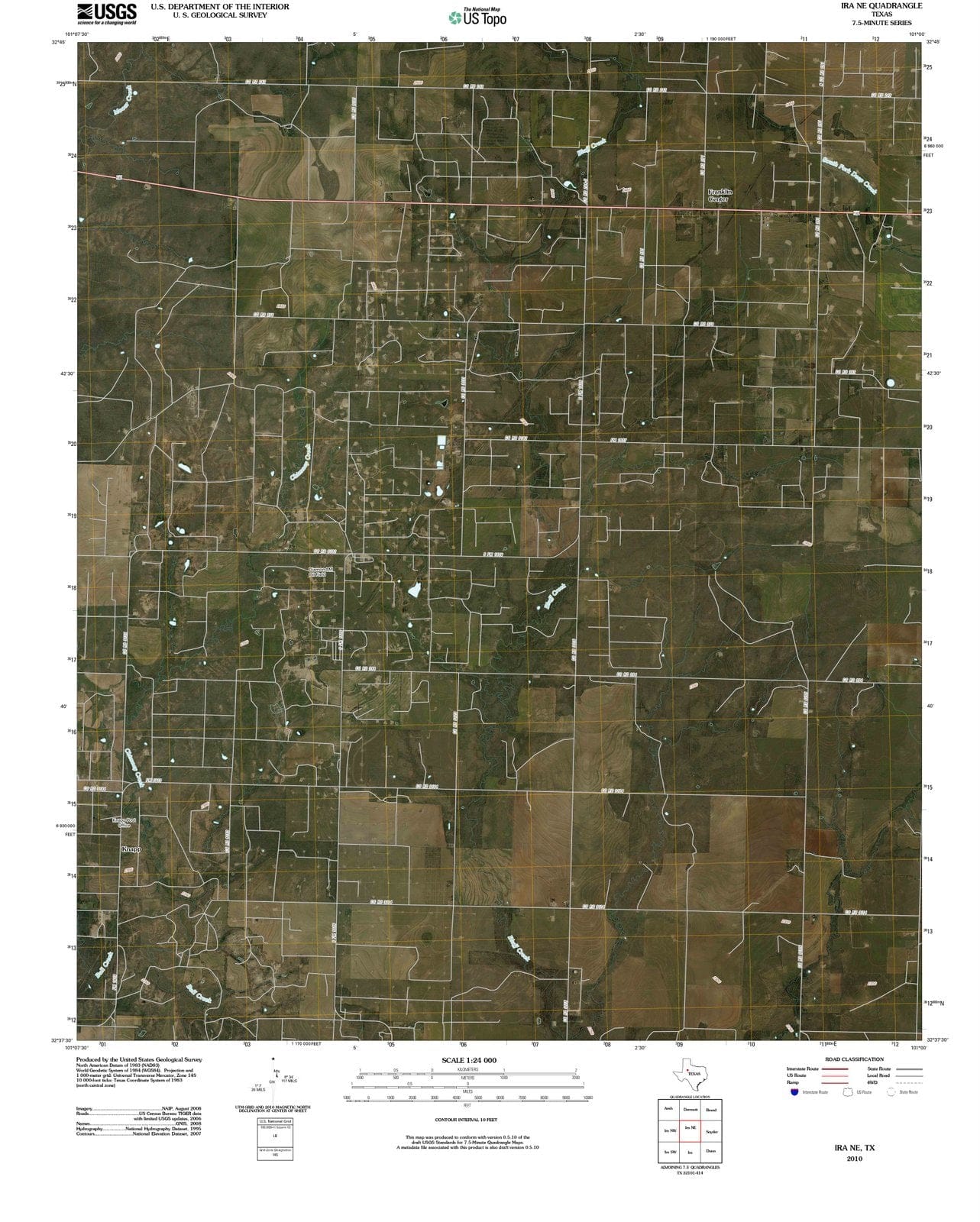 2010 Ira, TX - Texas - USGS Topographic Map