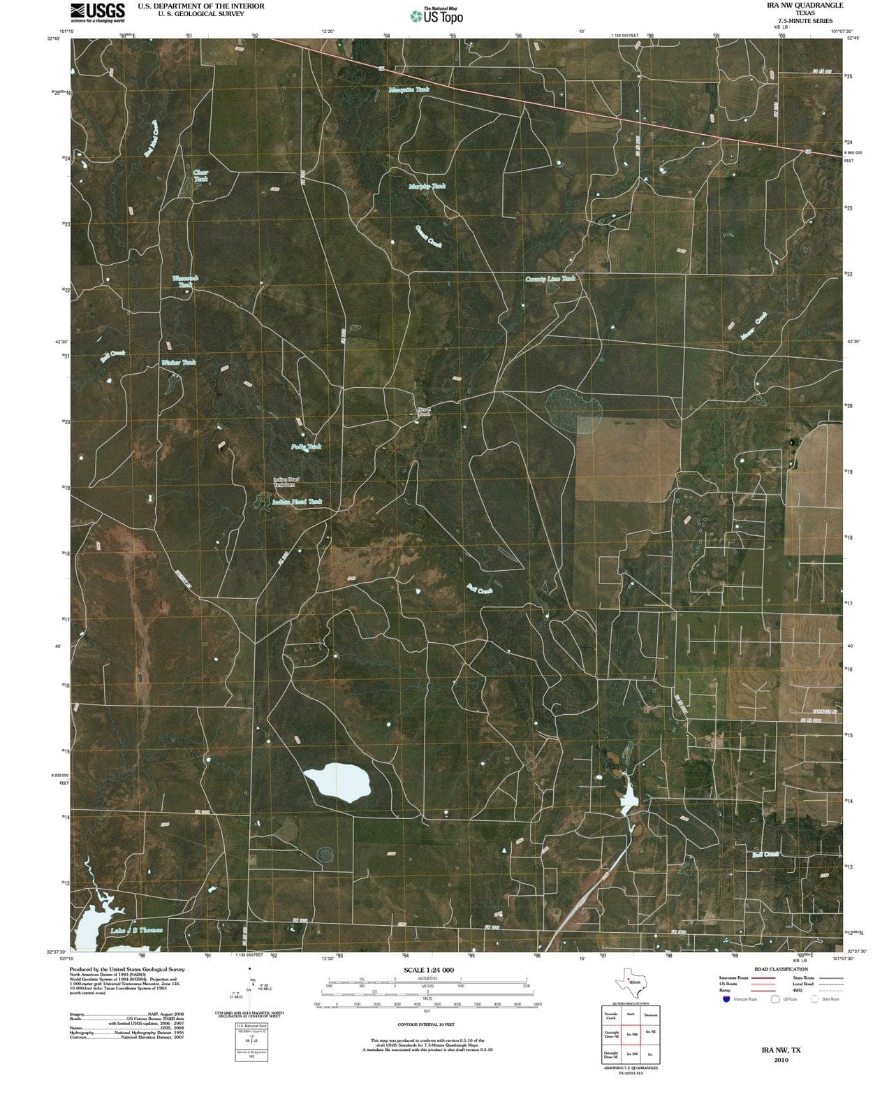 2010 Ira, TX - Texas - USGS Topographic Map