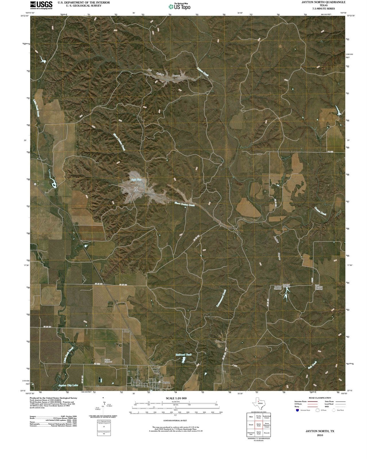 2010 Jayton North, TX - Texas - USGS Topographic Map