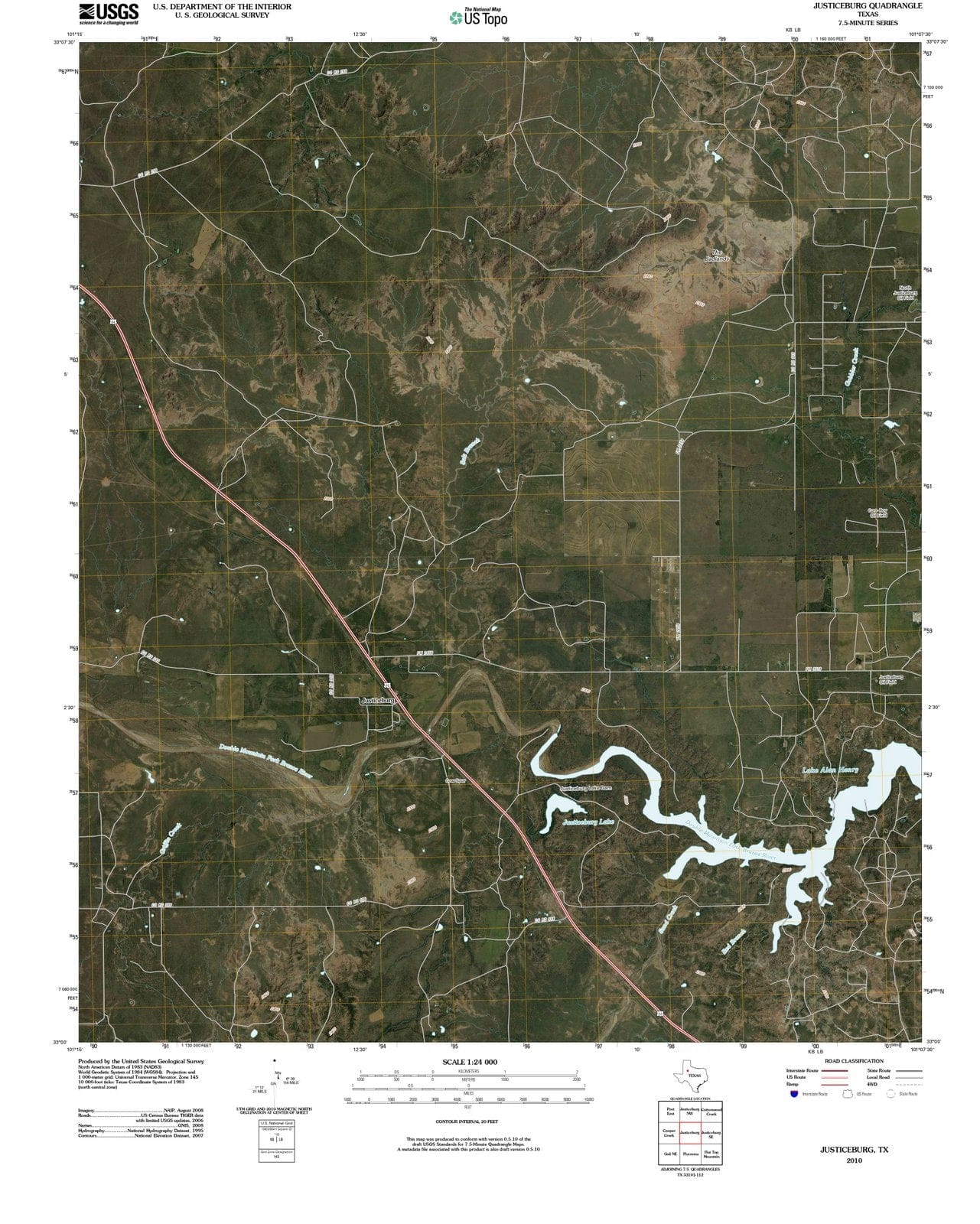 2010 Justiceburg, TX - Texas - USGS Topographic Map