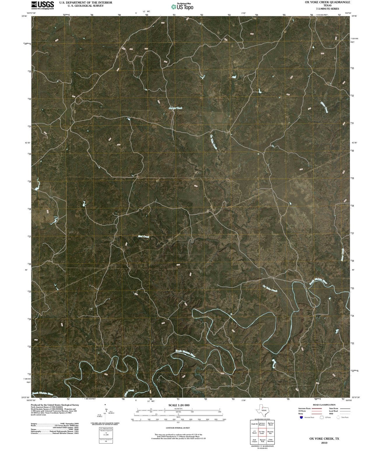 2010 Ox Yoke Creek, TX - Texas - USGS Topographic Map