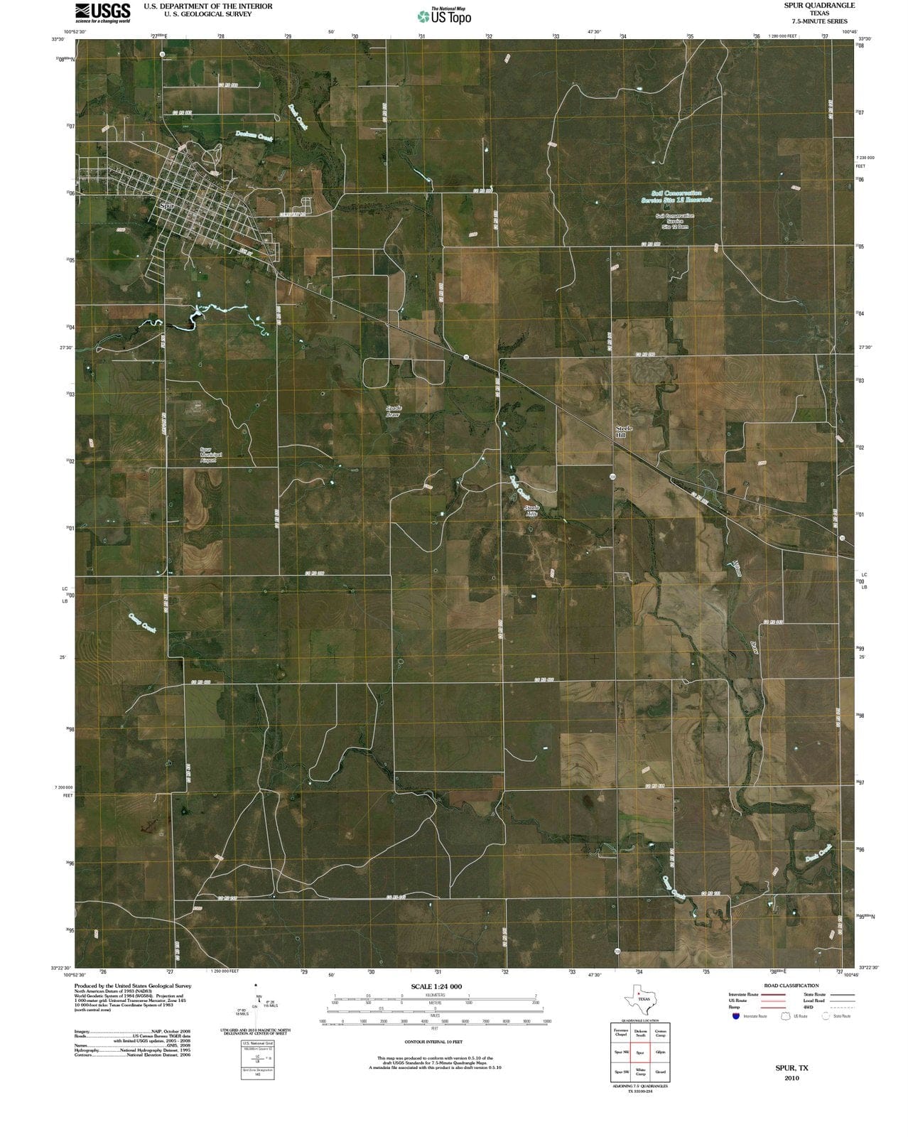 2010 Spur, TX - Texas - USGS Topographic Map