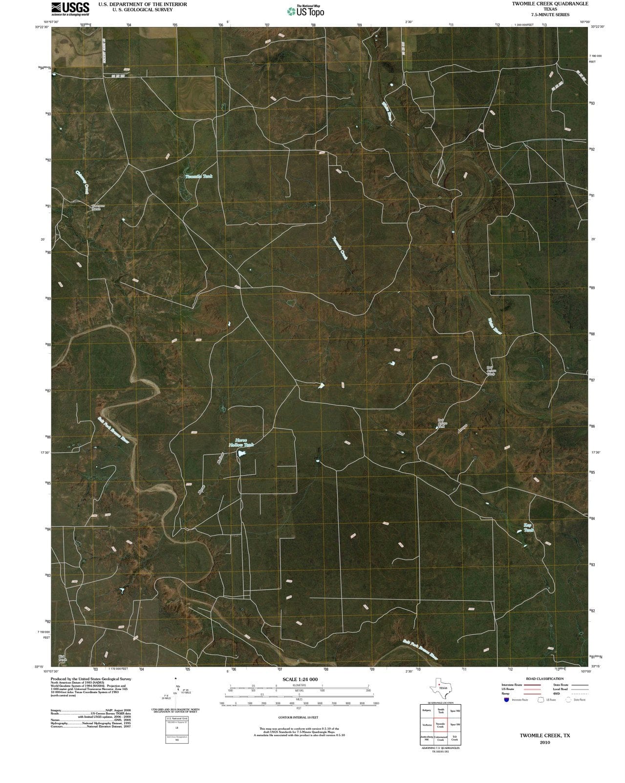 2010 Twomile Creek, TX - Texas - USGS Topographic Map