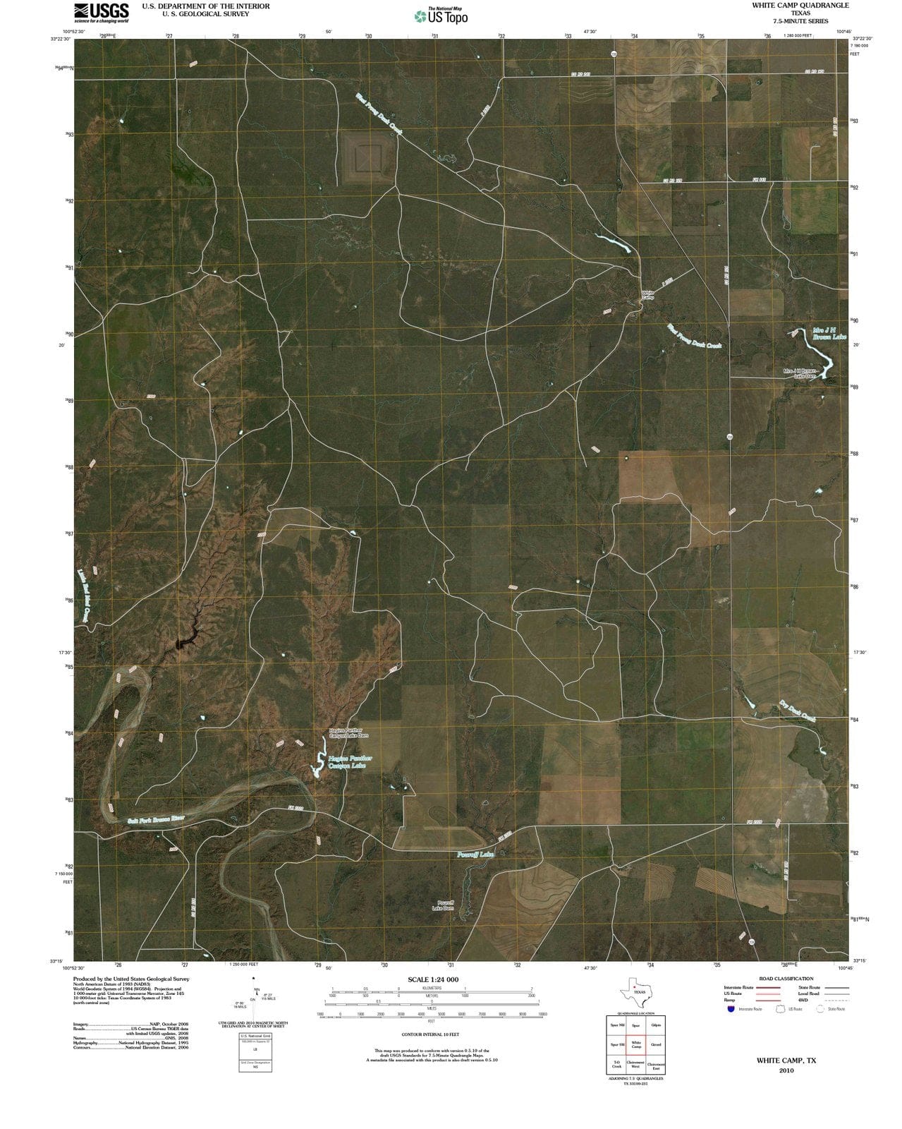 2010 White Camp, TX - Texas - USGS Topographic Map