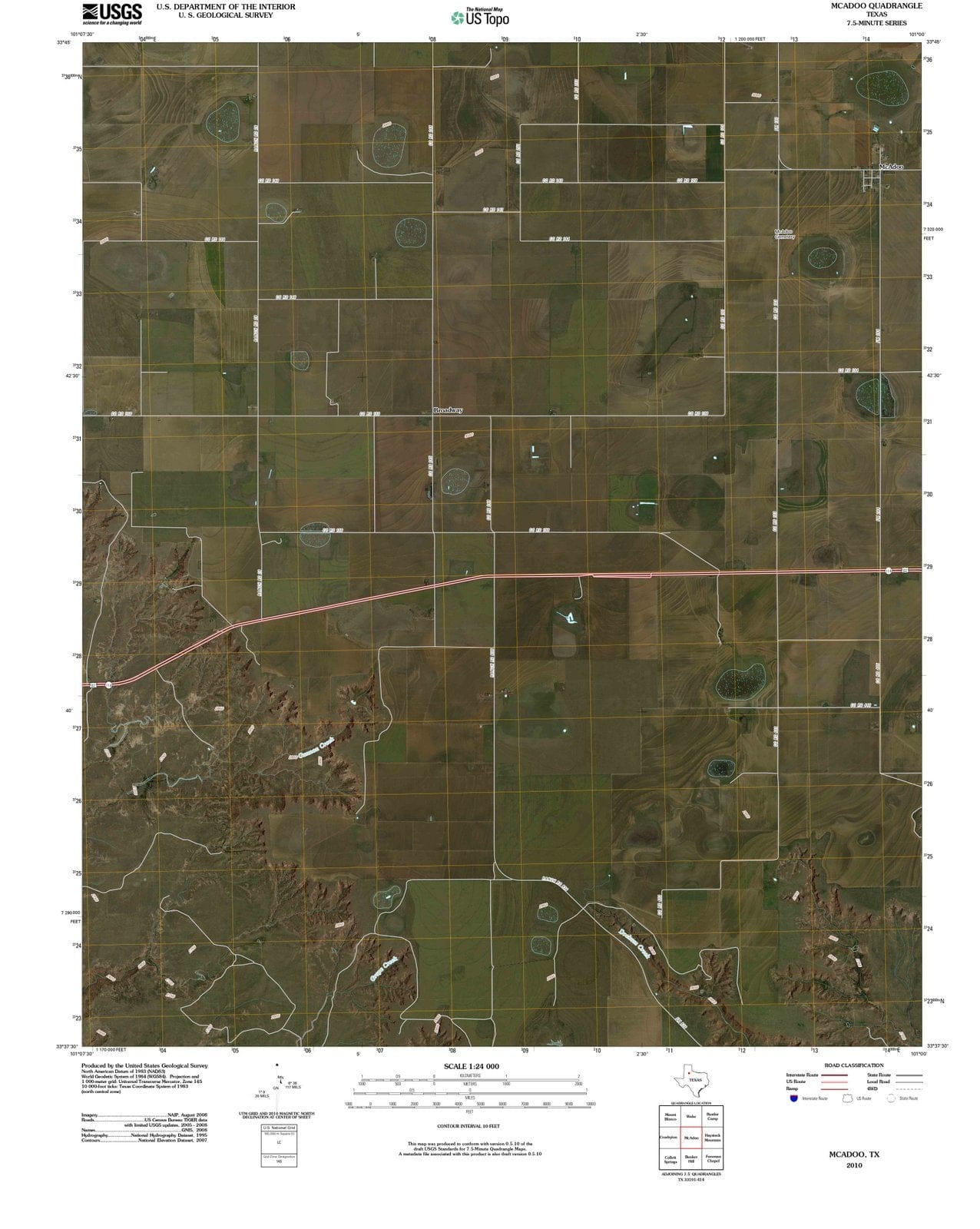 2010 McAdoo, TX - Texas - USGS Topographic Map