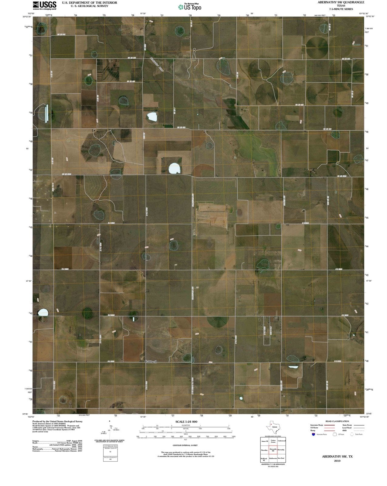 2010 Abernathy, TX - Texas - USGS Topographic Map