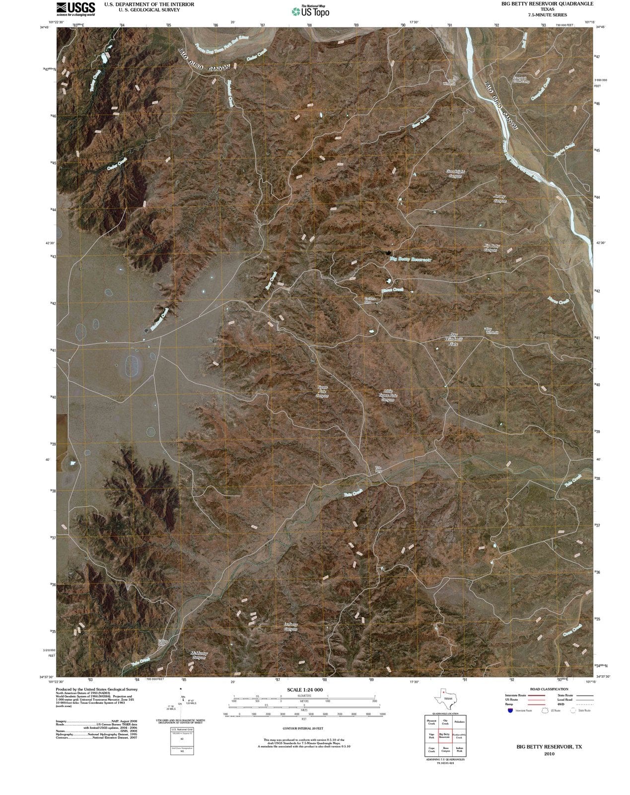 2010 Big Betty Reservoir, TX - Texas - USGS Topographic Map
