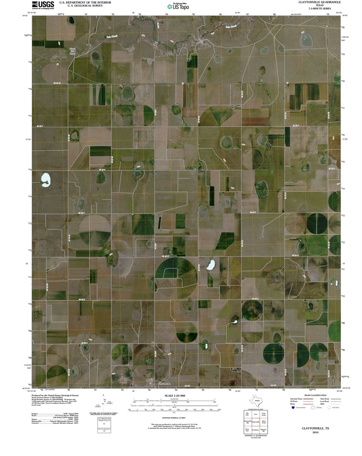 2010 Claytonville, TX - Texas - USGS Topographic Map