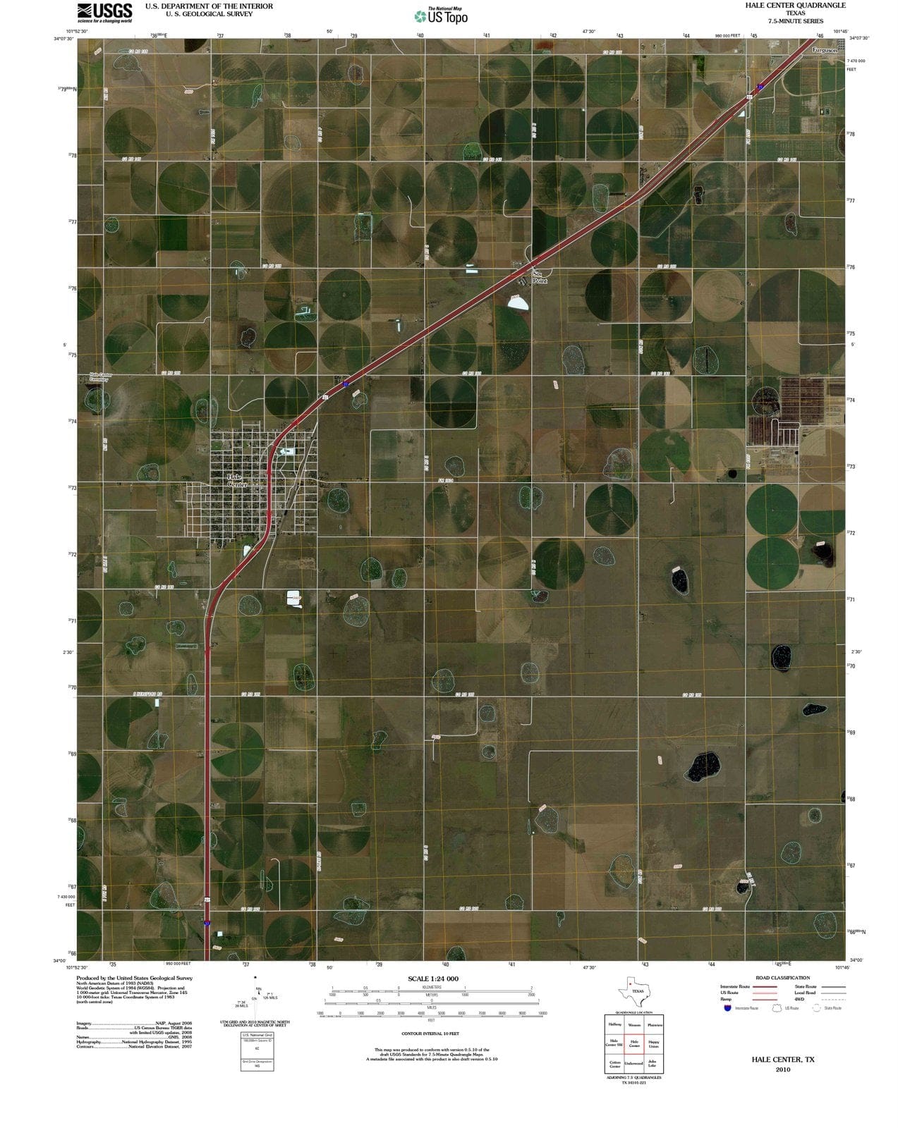 2010 Hale Center, TX - Texas - USGS Topographic Map