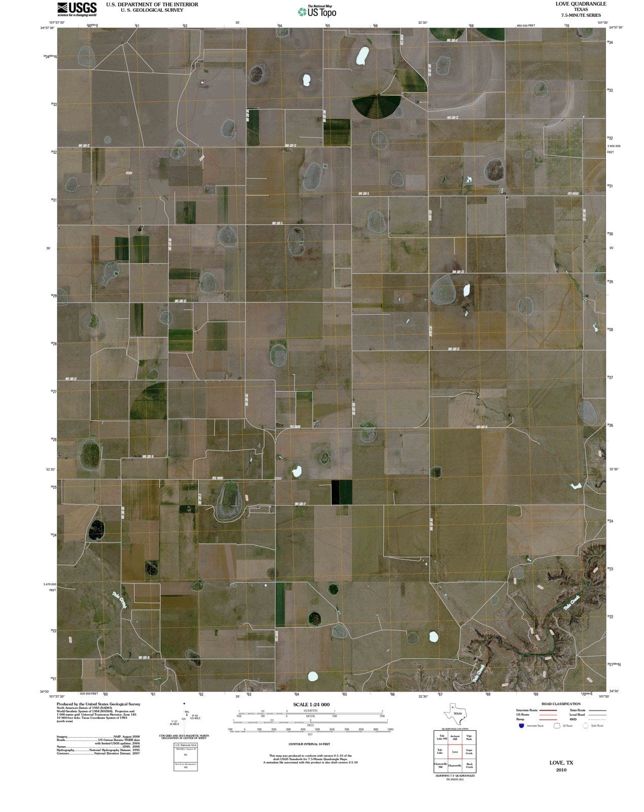2010 Love, TX - Texas - USGS Topographic Map