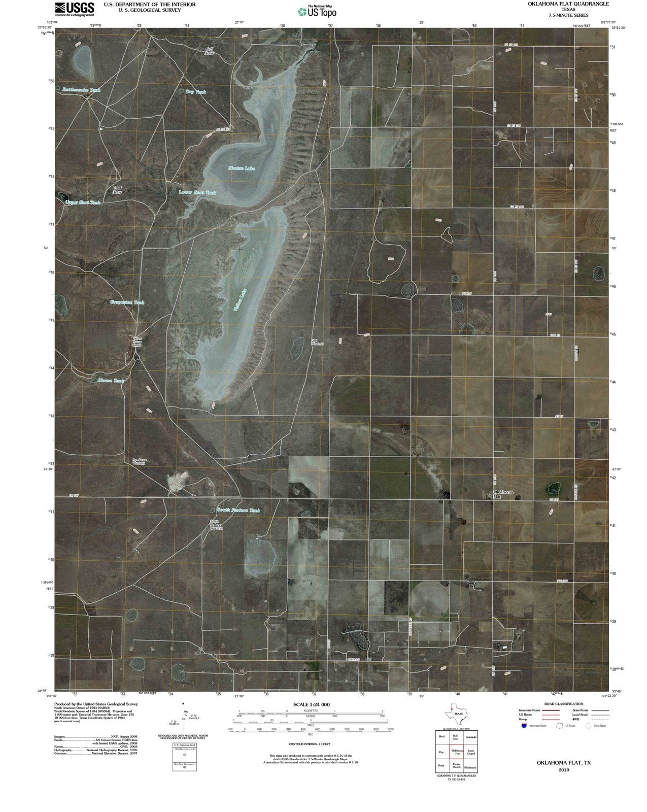 2010 Oklahoma Flat, TX - Texas - USGS Topographic Map