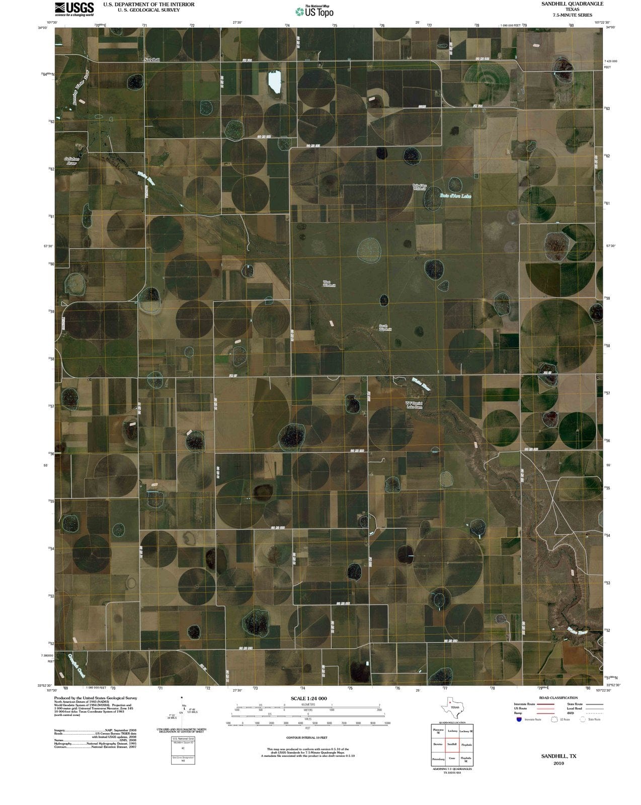 2010 Sandhill, TX - Texas - USGS Topographic Map