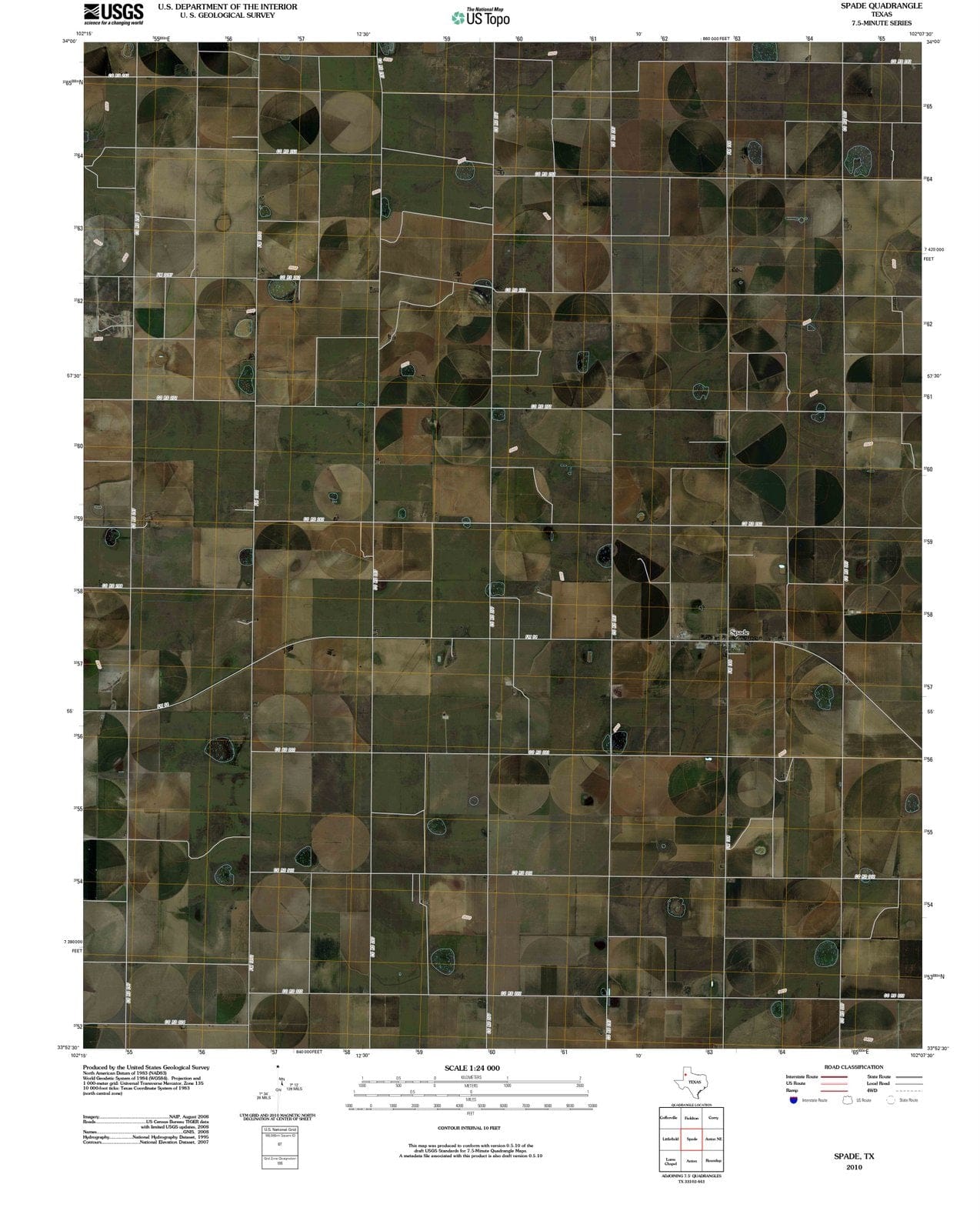 2010 Spade, TX - Texas - USGS Topographic Map